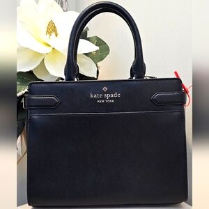 NWT Kate Spade Staci Medium Satchel Bag - Black
